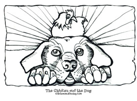 Coloring Pages - Chicken and Dog